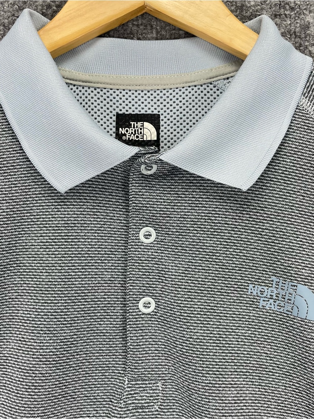 The North Face Polo Shirt Mens M Gray Performance Golf Hike Casual Flash Dry EXC